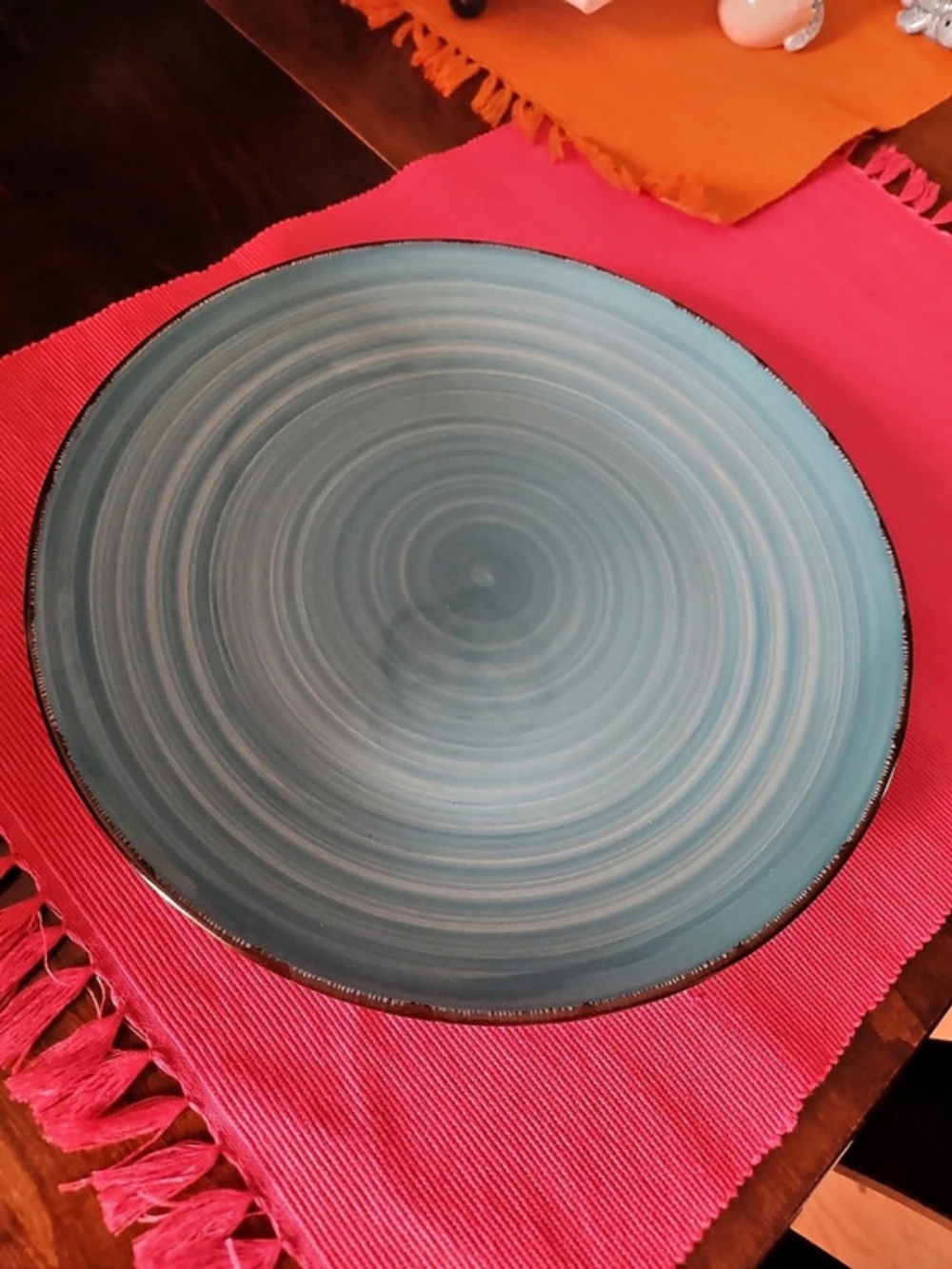 Royal Norfolk Turquoise Swirl Dinner Plate Blue & Brown